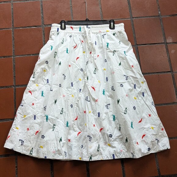 Madewell Embroidered Drawstring Circle Skirt in Summer Friday, Size Large - Picture 10 of 16